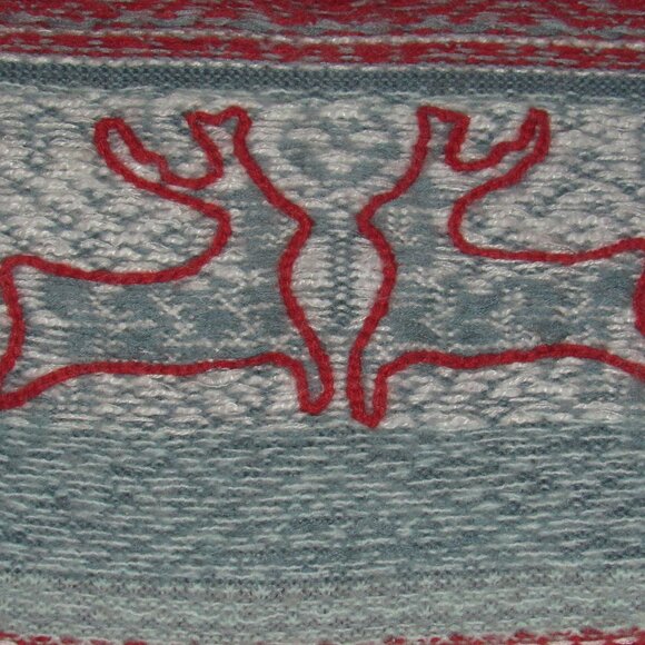 FREE PEOPLE-OVERSIZED WINTER HOLIDAY SWEATER-ANGORA-DEER-TIE NECK-CHRISTMAS-RUST - Picture 9 of 10